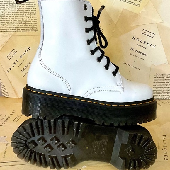 Free People Dr Martens Jadon Leather Boot White Smooth Leather - Picture 9 of 9